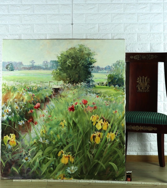 Wienand Klaes Hansen Ölgemälde Blumenwiese Landschaft 90cm